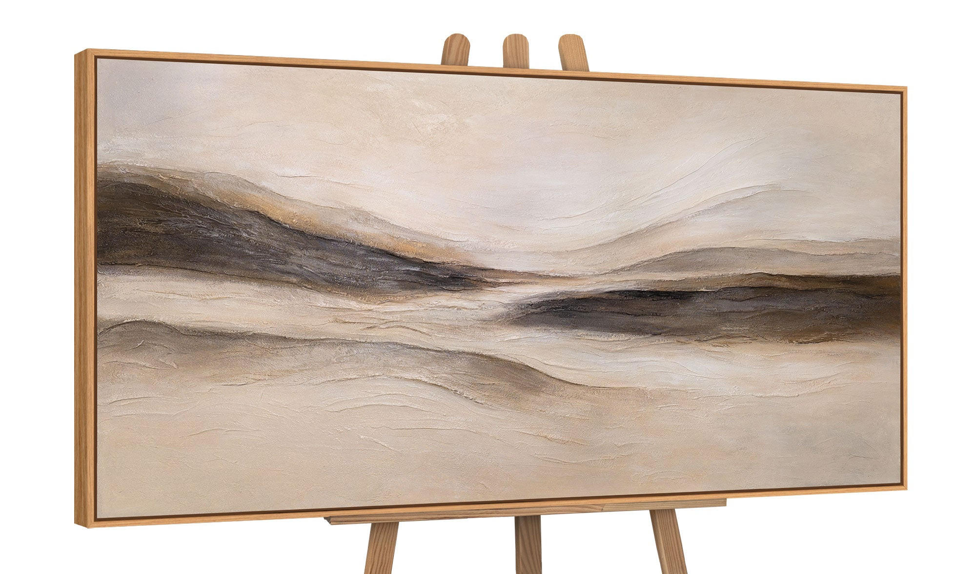 GEMÄLDE Spuren des Windes Schattenfugenrahmen Eichefarben 160x80 cm - Eichefarben, Holz (160/80cm) - YS-art gallery