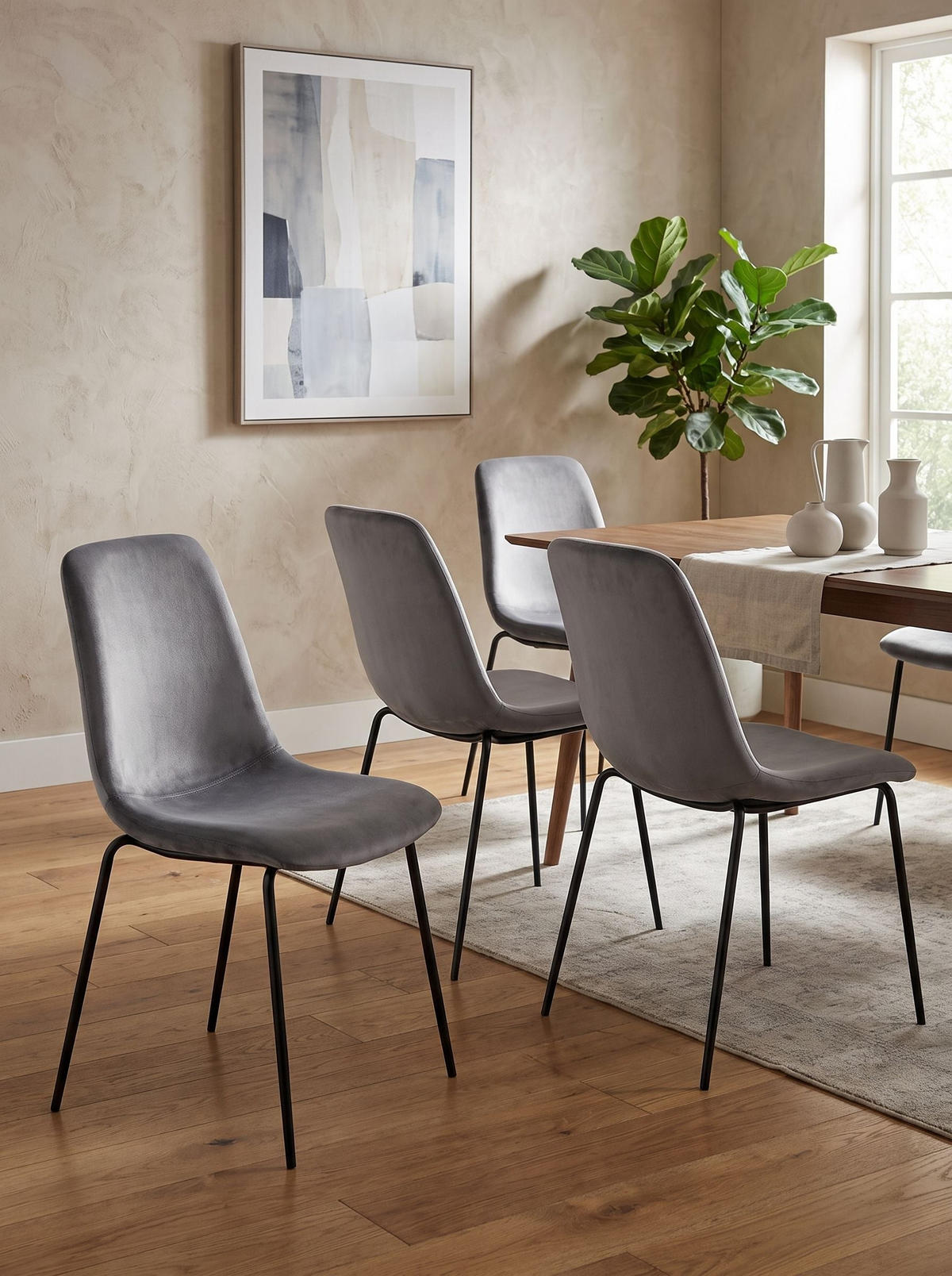 ÉTKEZŐSZÉK 4 darabos Szett Szürke Tiller - fekete/szürke, textil (54/84/53cm) - Beliani