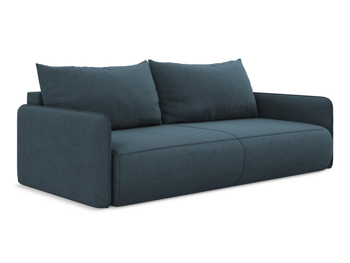 3-SITZER SOFA mit Schlaffunktion Strukturstoff Stoff Blau - Blau/Blaugrau, Kunststoff/Textil (216/86/105cm) - Makamii