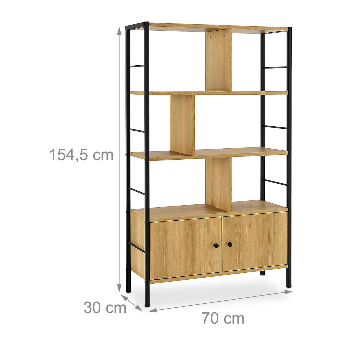 BÜCHERREGAL - Hellbraun, Holzwerkstoff/Metall (74/154.5/30cm) - Relaxdays