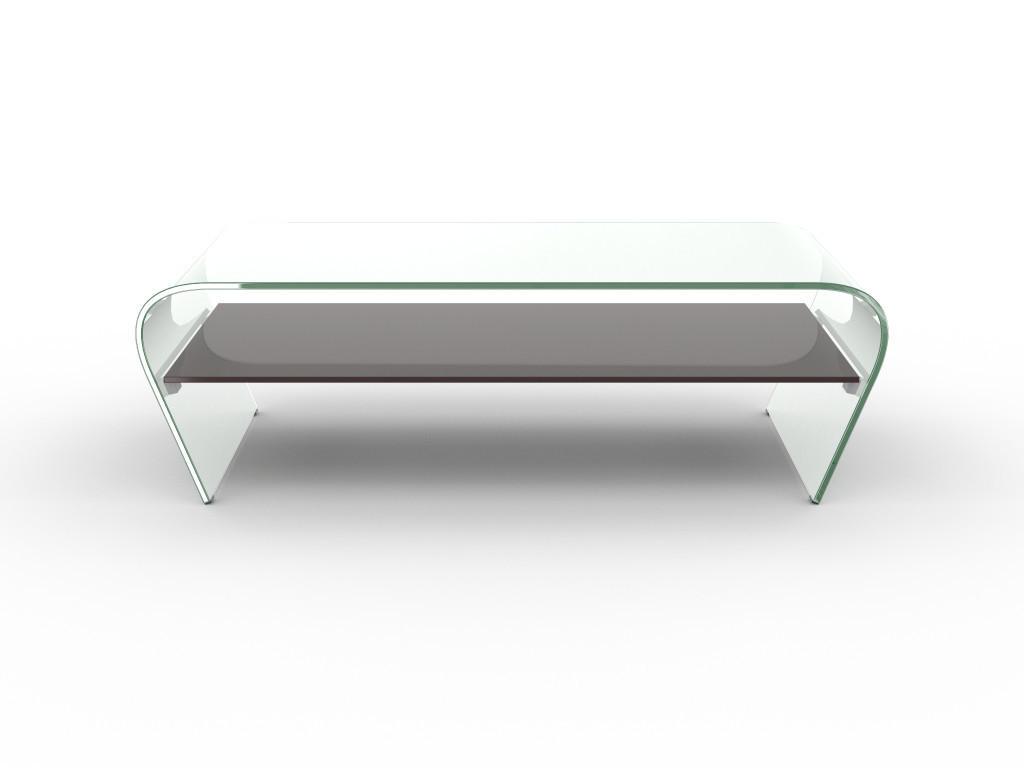 COUCHTISCH mit Ablage - Glas Design - Transparent & Schwarz - KELLY - Transparent/Schwarz, Glas (120/60/37cm) - Vente-Unique