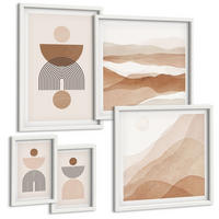 BILDER SET 5er Set - 50x50 cm & 20x30 cm & 40x60 cm Weißer Rahmen - Abstraktes Boho-Design - Weiß, Kunststoff (40/60cm) - TULUP