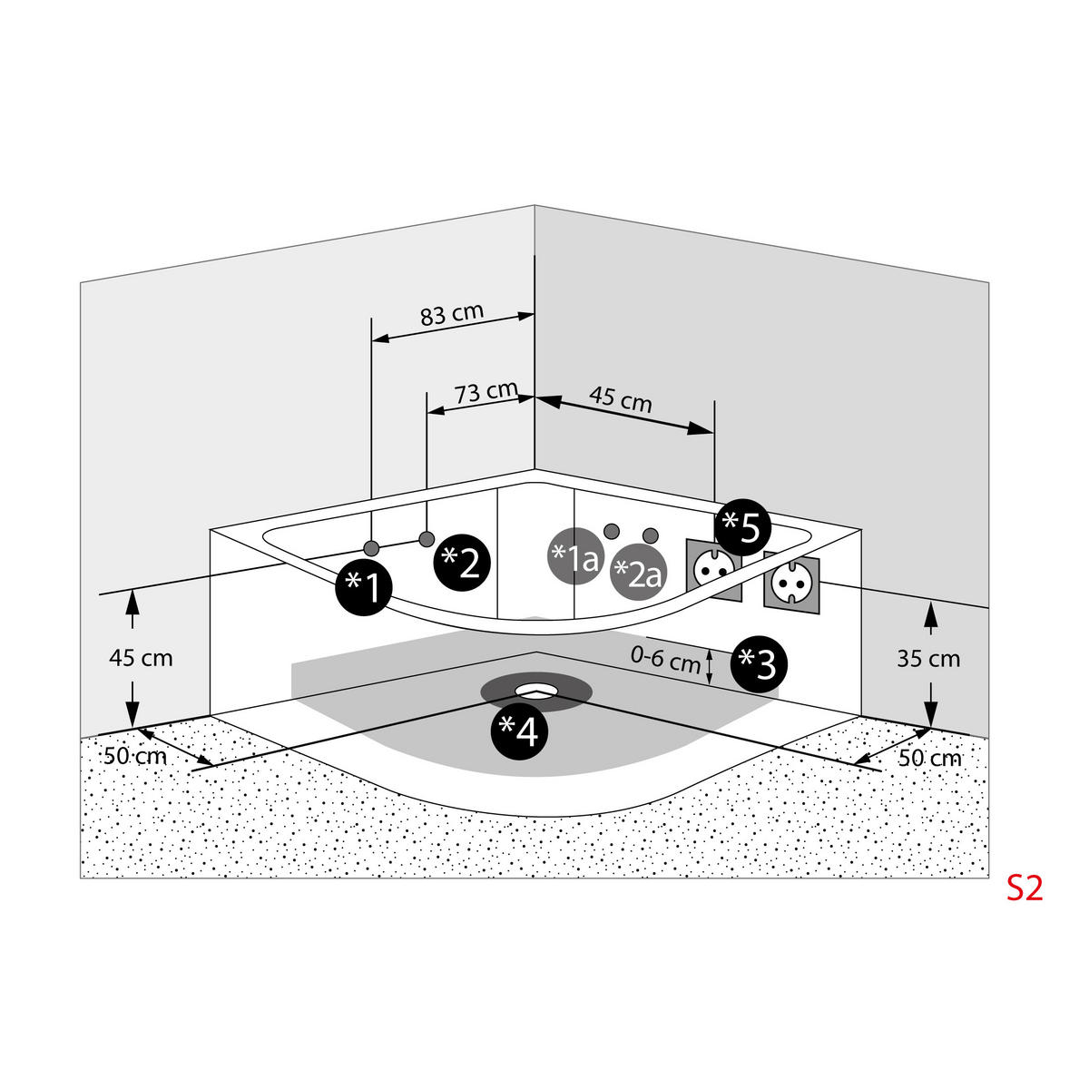 WHIRLPOOL Pool Badewanne Wanne W05-TH 140x140cm - Weiß, Glas/Kunststoff (140/60/140cm) - AcquaVapore by Sandra Jentho