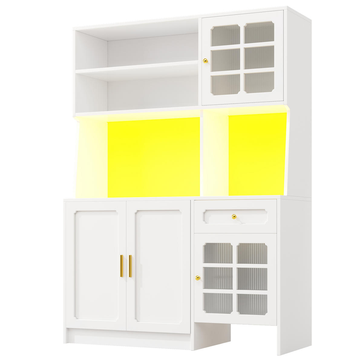 BUFFET 130/45/180 cm weiß aus MDF mit LED-Beleuchtung - Weiß, Holzwerkstoff (130/180/45cm) - OKWISH
