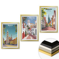 WANDBILDER 3er Set - 40x60 cm Goldrahmen - Europäische Städte in farbigen Zeichnungen - Goldfarben, Kunststoff (40/60cm) - ArtPrintCave