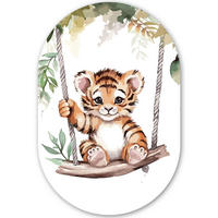 WANDBILD Tiger - Tier - Kinder - Dschungel 40x60 cm - Dunkelorange, Kunststoff (40/60cm) - MuchoWow