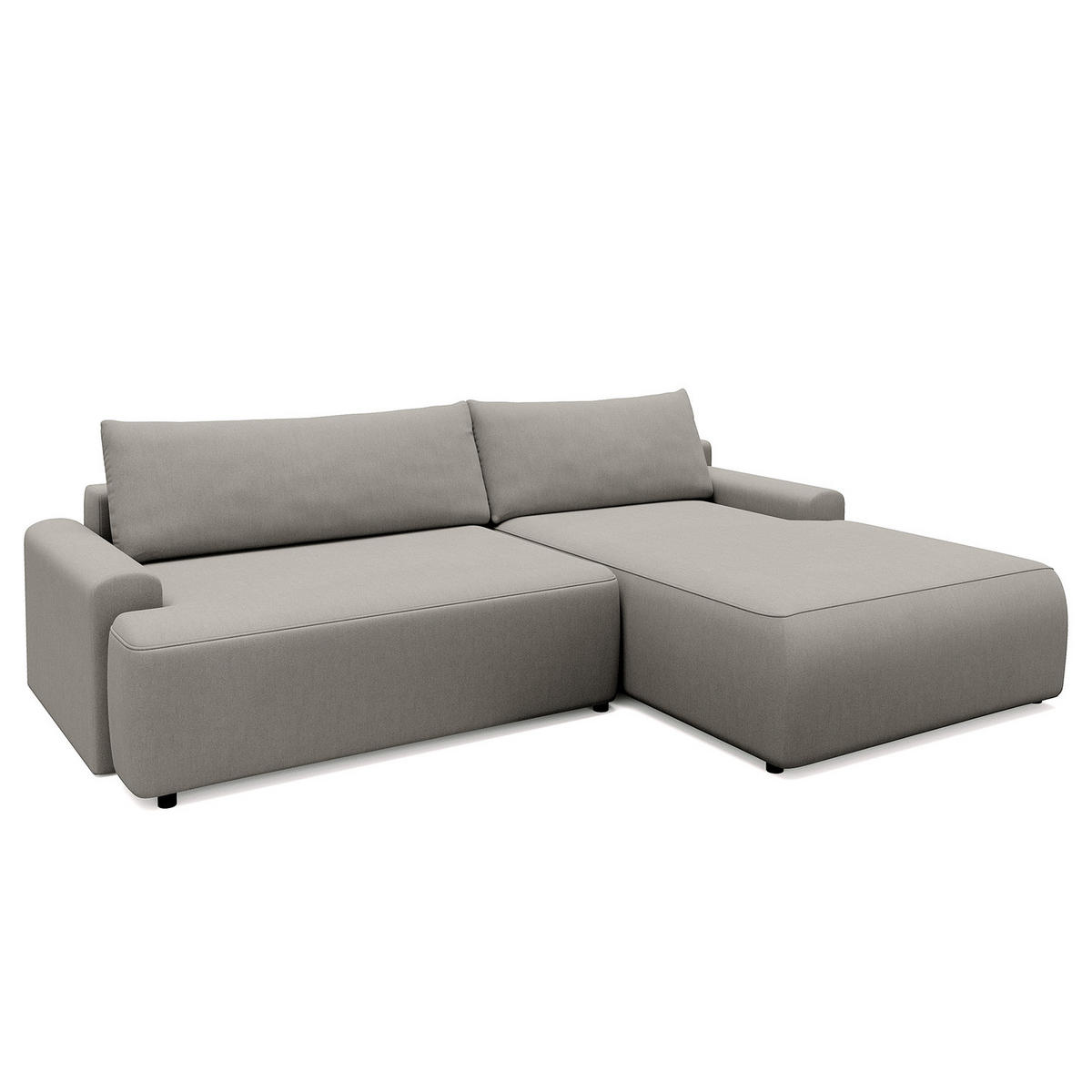 ECKSOFA mit Schlaffunktion - Longchair - Hellgrau/Schwarz, Kunststoff/Textil (253/167cm) - home24