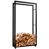 KAMINHOLZREGAL 80/25/150 cm Metall Schwarz - Schwarz, Metall (80/150/25cm) - CLP