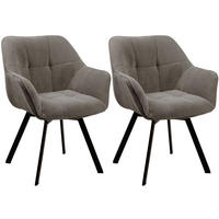 ARMLEHNENSTUHL 2er Set Cord Braun - Schwarz/Braun, Textil/Metall (60/81/59cm) - CLP