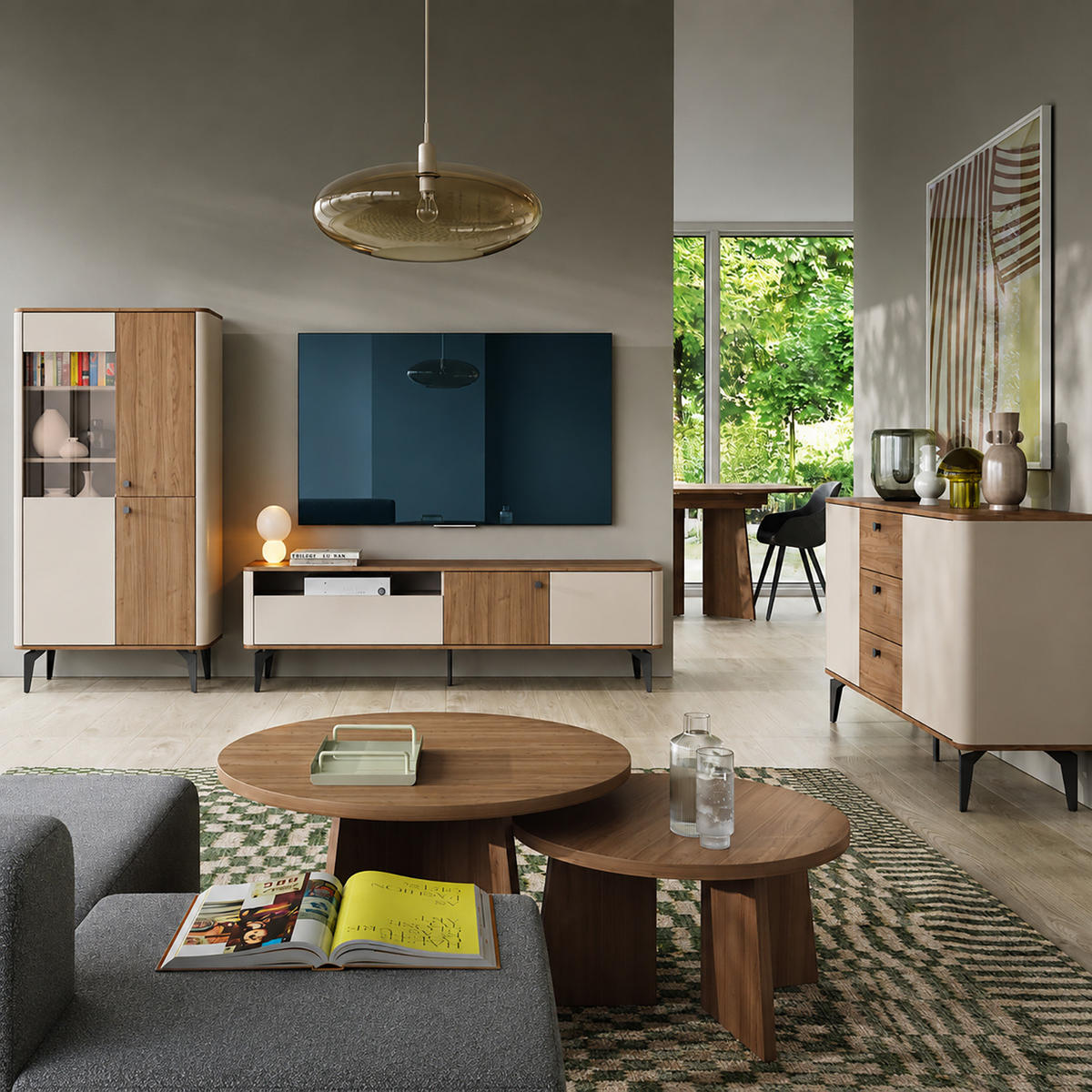 DREHTÜRENSCHRANK Aurora, 2-türig mit Regalfächern, Kleiderstange & hohen Beinen - Kaschmir/Nussbaumfarben, Holzwerkstoff/Metall (88/190/52cm) - Beautysofa