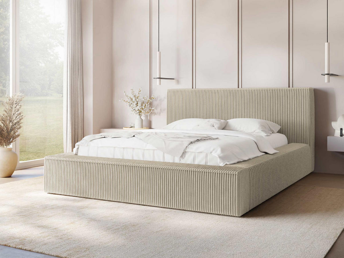 POLSTERBETT Glexi - Beige, Holz/Textil (140/200cm) - MIRJAN24