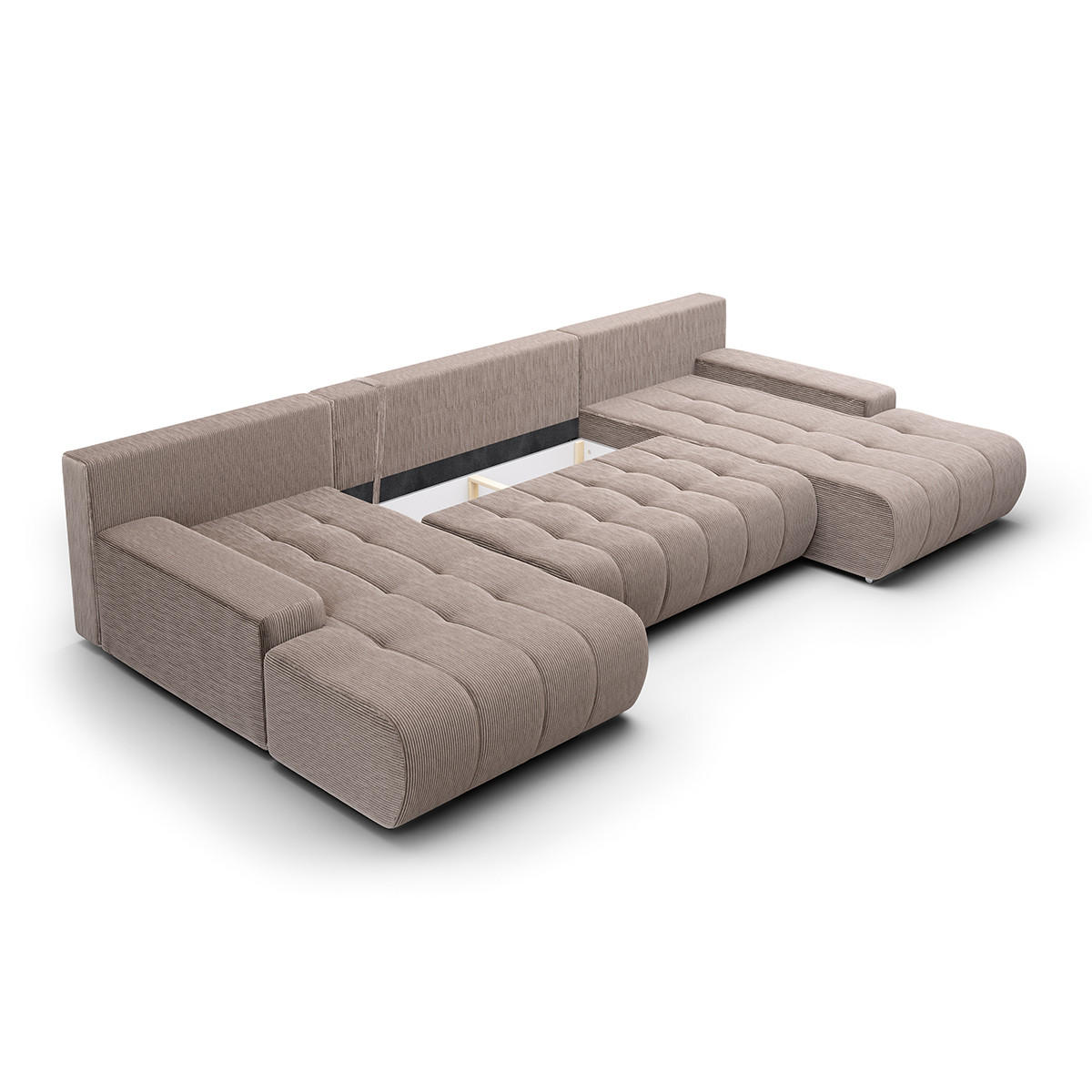 PANORAMASOFA Jonas 5 Sitzplätze Taupe - Taupe, Holz (350/85/185cm) - Petits-meubles