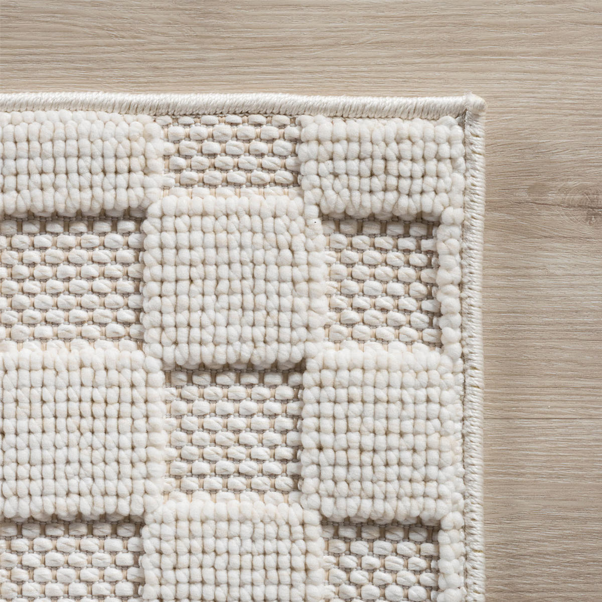 TEPPICH Flachgewebe LANGAU in Creme, mit Schachbrettmuster, 240 x 340 cm - Creme, Textil (240/340cm) - KADIMA DESIGN