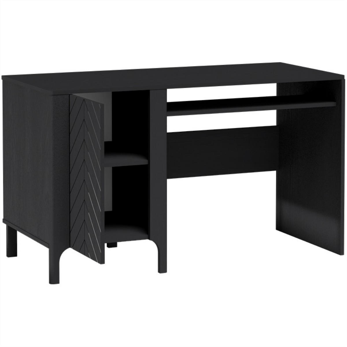 SCHREIBTISCH Lume mit einer Tür, 135 cm, schwarz - Schwarz, Holzwerkstoff (60/135/77.5cm) - Beautysofa