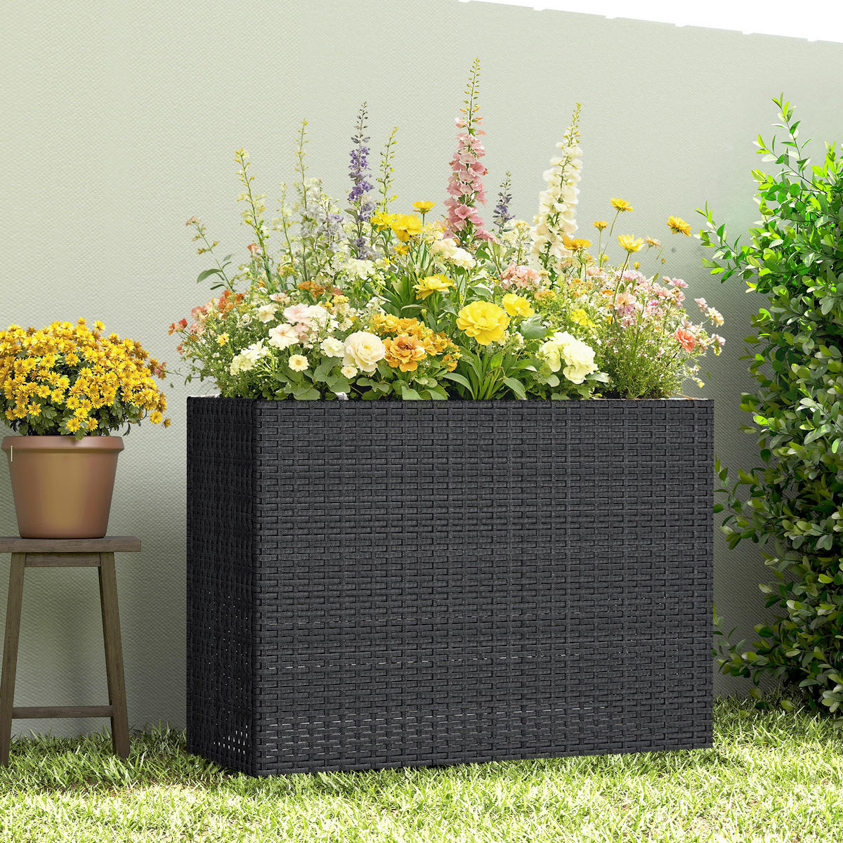 HOCHBEET DE-16060 höhenverstellbar Schwarz - Schwarz, Metall (81/58/28cm) - ComfortXL