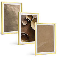 BILDER SET 3er Set - 40x60 cm Goldrahmen - Minimalistische Steinstrukturen - Goldfarben, Kunststoff (40/60cm) - TULUP