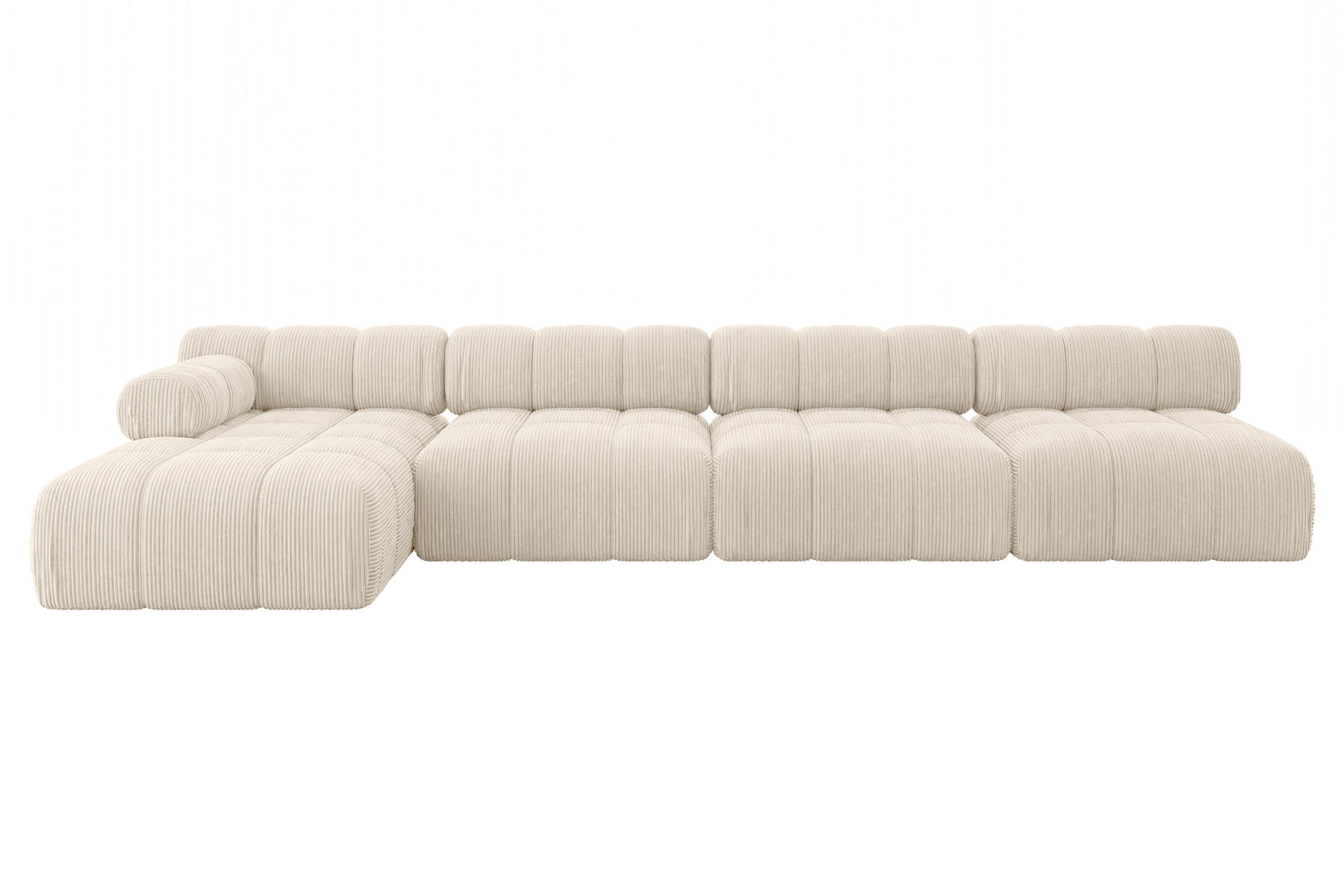 ECKSOFA modulares Sofa Razon-L3 - 380x160x70 cm Beige Cord - Beige, Holzwerkstoff/Textil (380/160cm) - ALTDECOR