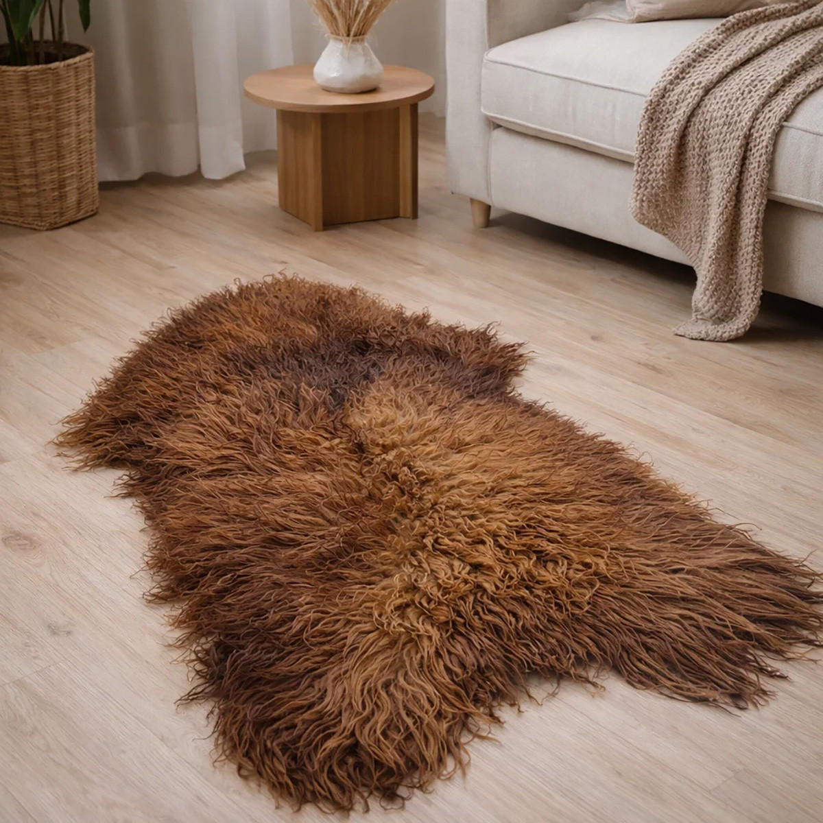 LAMMFELL Island Langhaar natur lockig weich Premium Ginger ca. 105 cm - Rotbraun, Fell (55/105cm) - Provellus