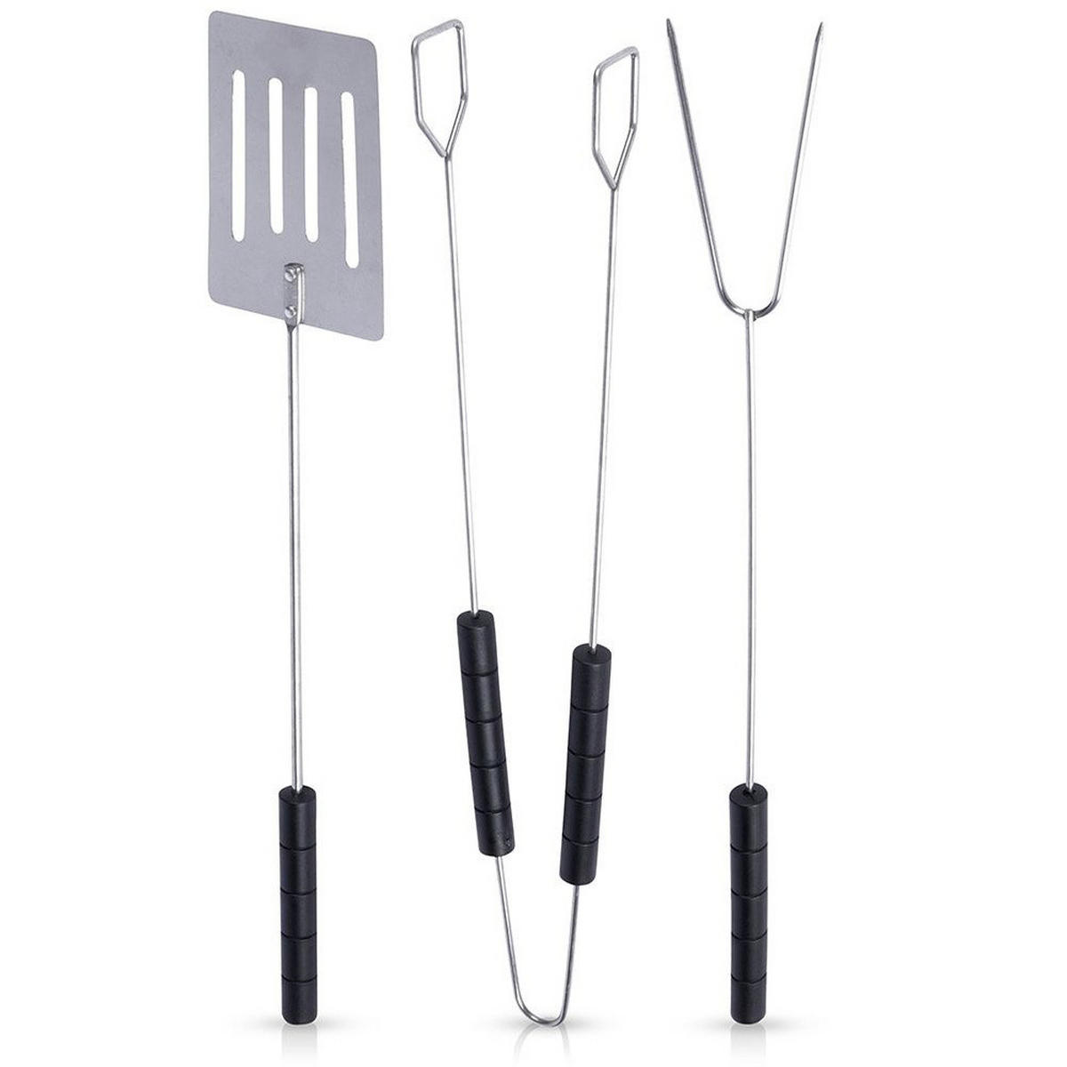 GRILLBESTECK-SET Metall/Kunststoff 3-teilig Silberfarben - Silberfarben, Metall (38cm) - BBQ Collection