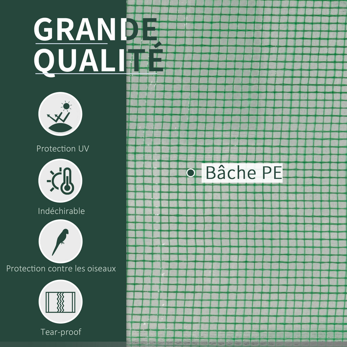 GEWÄCHSHAUS DE-11993 mit Tür & PE-Bache Grün - Grün, Kunststoff (100/80/200cm) - ComfortXL