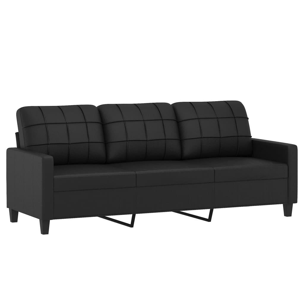 3-SITZER-SOFA Donaueschingen - Schwarz, Leder (198/80/77cm) - Nettlife