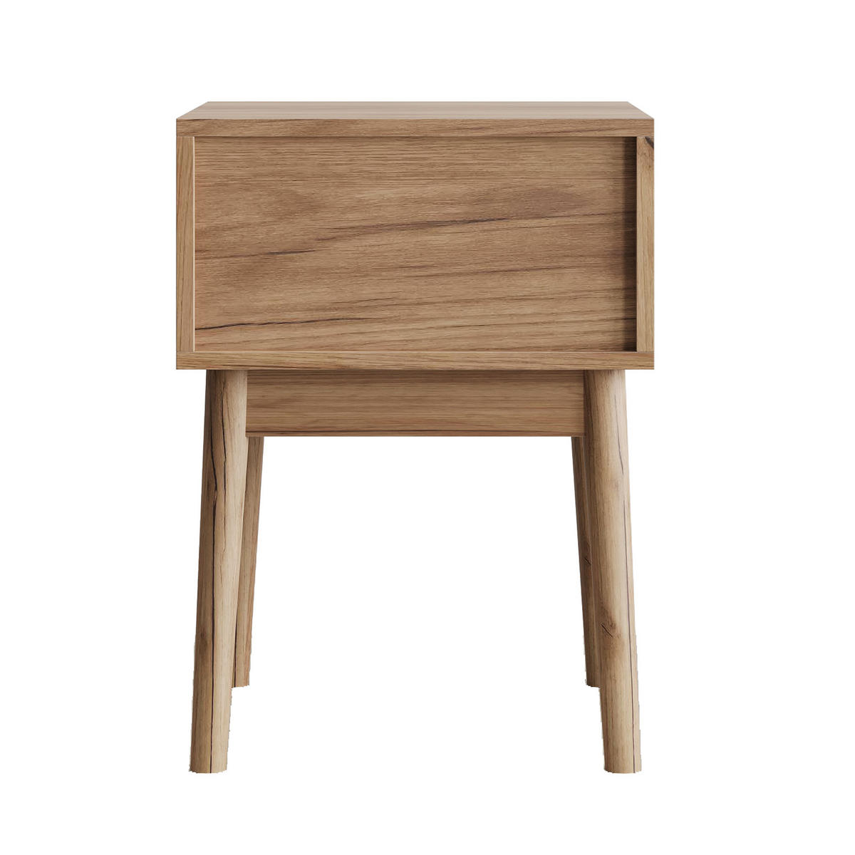 NACHTTISCH Set 2er Eiche 40 cm – Mid Century Nachtkonsole mit Strukturfront & Metallgriff - Eichefarben, Holzwerkstoff (40/55/40cm) - Urban Meuble