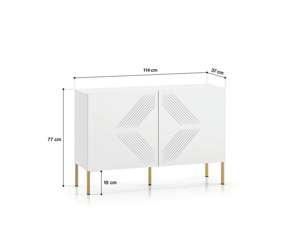 KOMMODE – 114 cm – Clearing – Weiß – KM-0861 - Weiß, Holzwerkstoff (114/77/37cm) - hi-markt