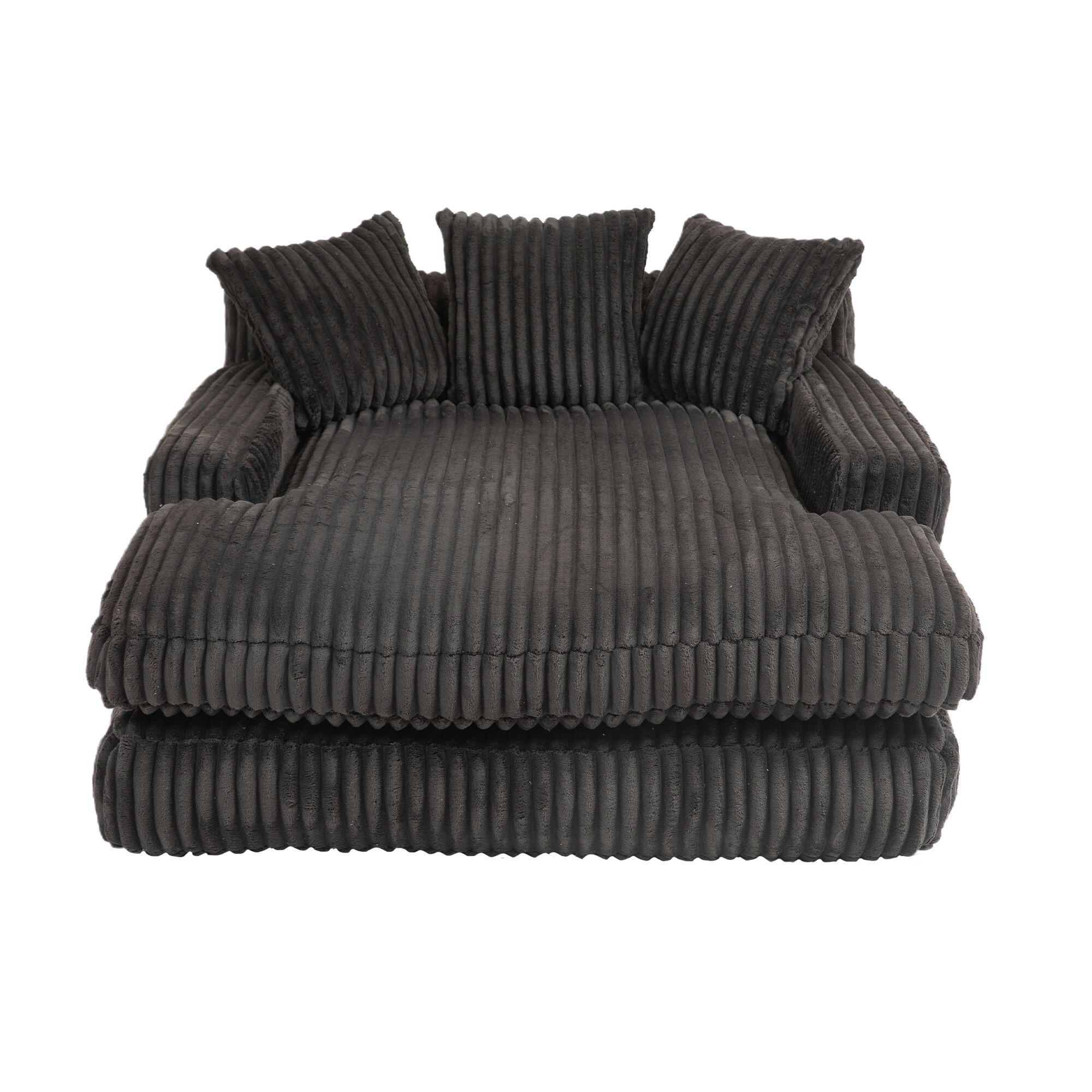 SCHLAFSOFA Relaxliege mit 3 Zierkissen,Lounge Sofa,Polstersofa,Cord,Schwarz - Schwarz, Textil (125/63/155cm) - LVHOM