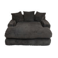 SCHLAFSOFA Relaxliege mit 3 Zierkissen,Lounge Sofa,Polstersofa,Cord,Schwarz - Schwarz, Textil (125/63/155cm) - LVHOM