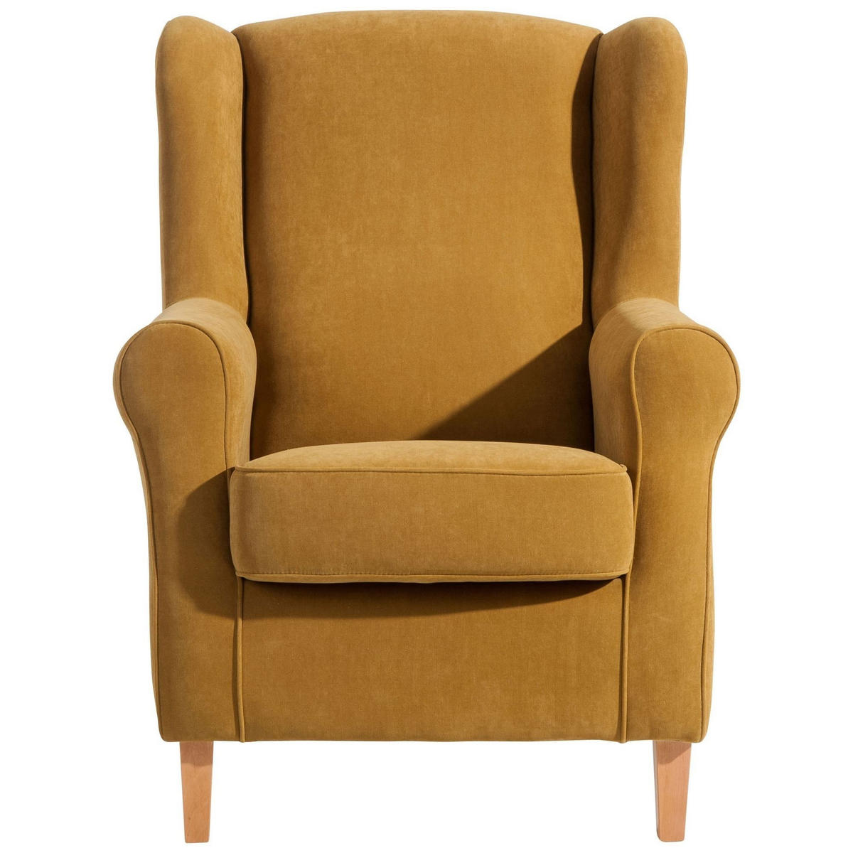 OHRENSESSEL Karlen Bezug Veloursstoff Buche natur / mais - Messingfarben/Buchefarben, Kunststoff (86/103/77cm) - 58aufmkessel