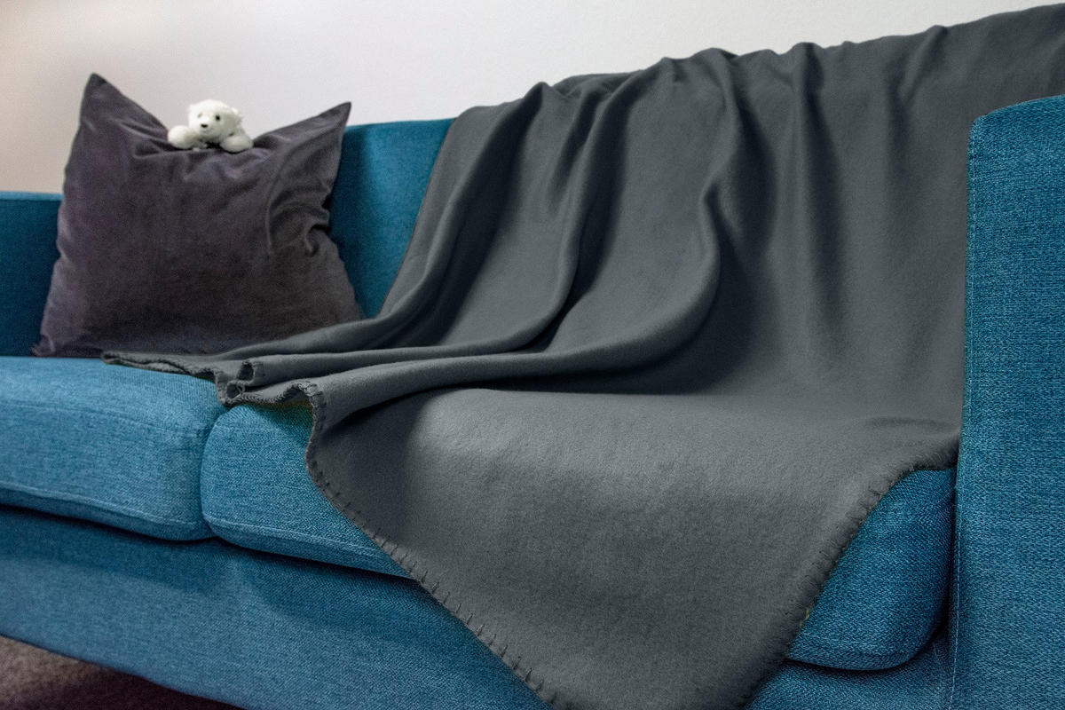 FLEECEDECKE 10er Set dunkelgrau 130/160 cm Kettelrand Anti-Pilling - Dunkelgrau, Textil (130/160cm) - wometo