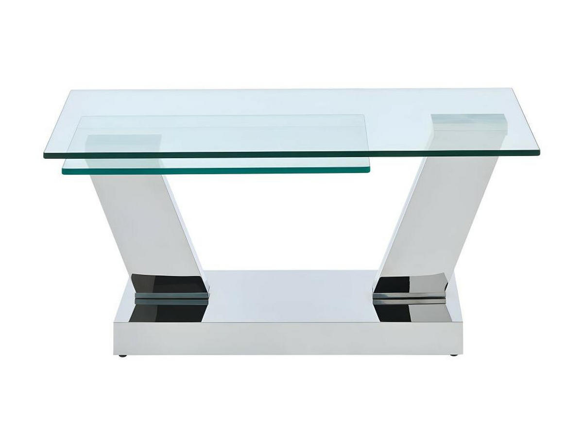 COUCHTISCH mit drehbaren Tischplatten - Sicherheitsglas & Metall - OYRUS - Transparent, Glas (155/60/43cm) - Vente-Unique