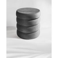 SAMTHOCKER mit Stauraum Rund – Samt Pouf Grau - Grau, Textil (42/47/42cm) - Blumtal