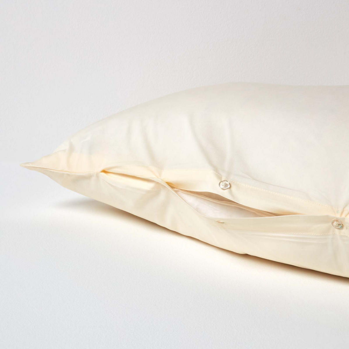 KISSENBEZUG für V-Form-Kissen, Perkal, Fadendichte 200 - Creme, Textil (38/76cm) - Homescapes