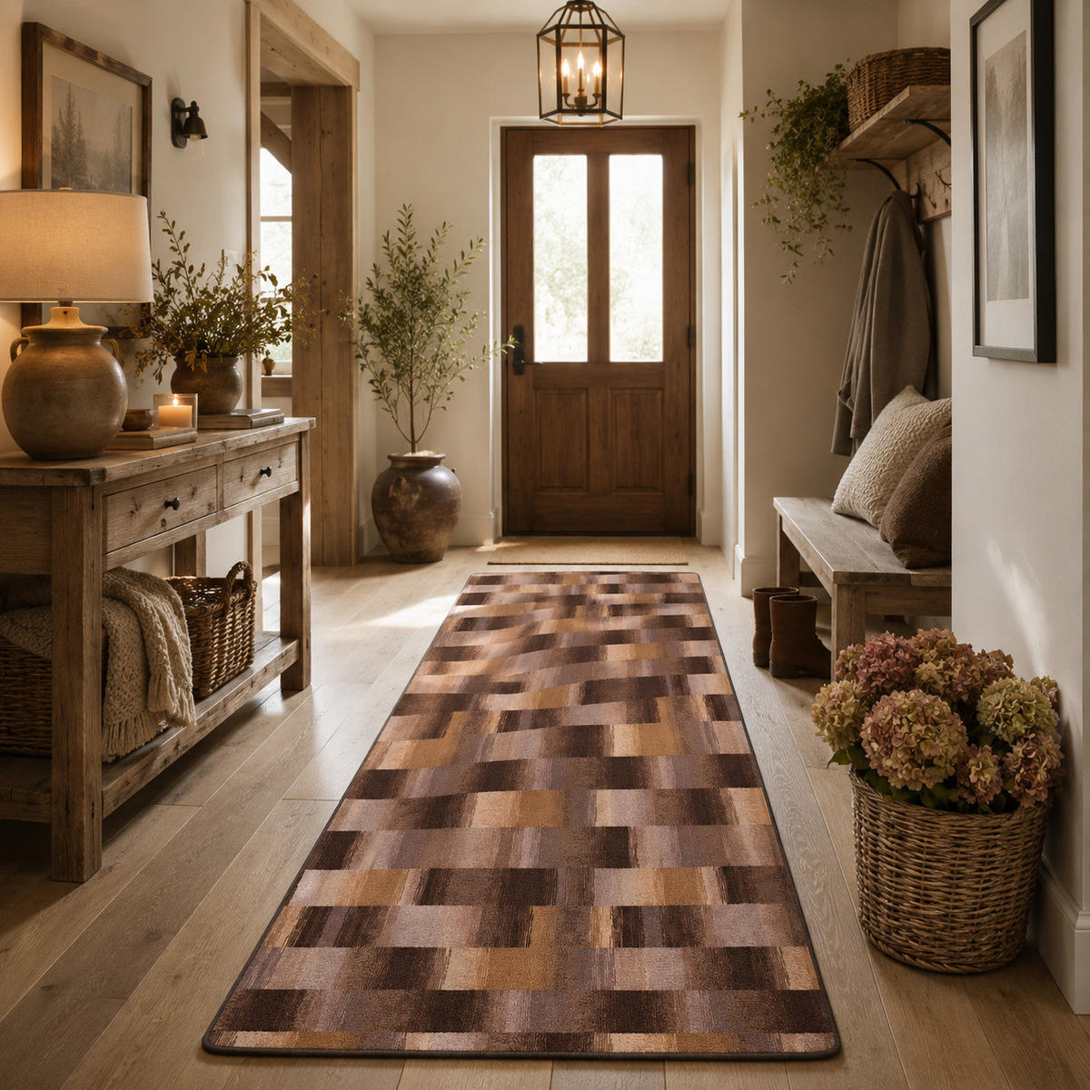VELOURS LÄUFER TEPPICH MYSTIC KARO - Braun, Textil (80/200cm) - Snapstyle