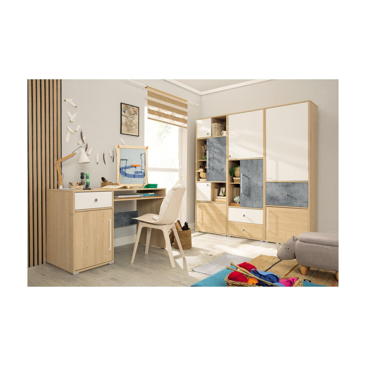 SCHLAFZIMMER Set 4-tlg. – STEP System – Weiß / Sonoma Eiche - Eichefarben, Holzwerkstoff (60/182/40cm) - hi-markt