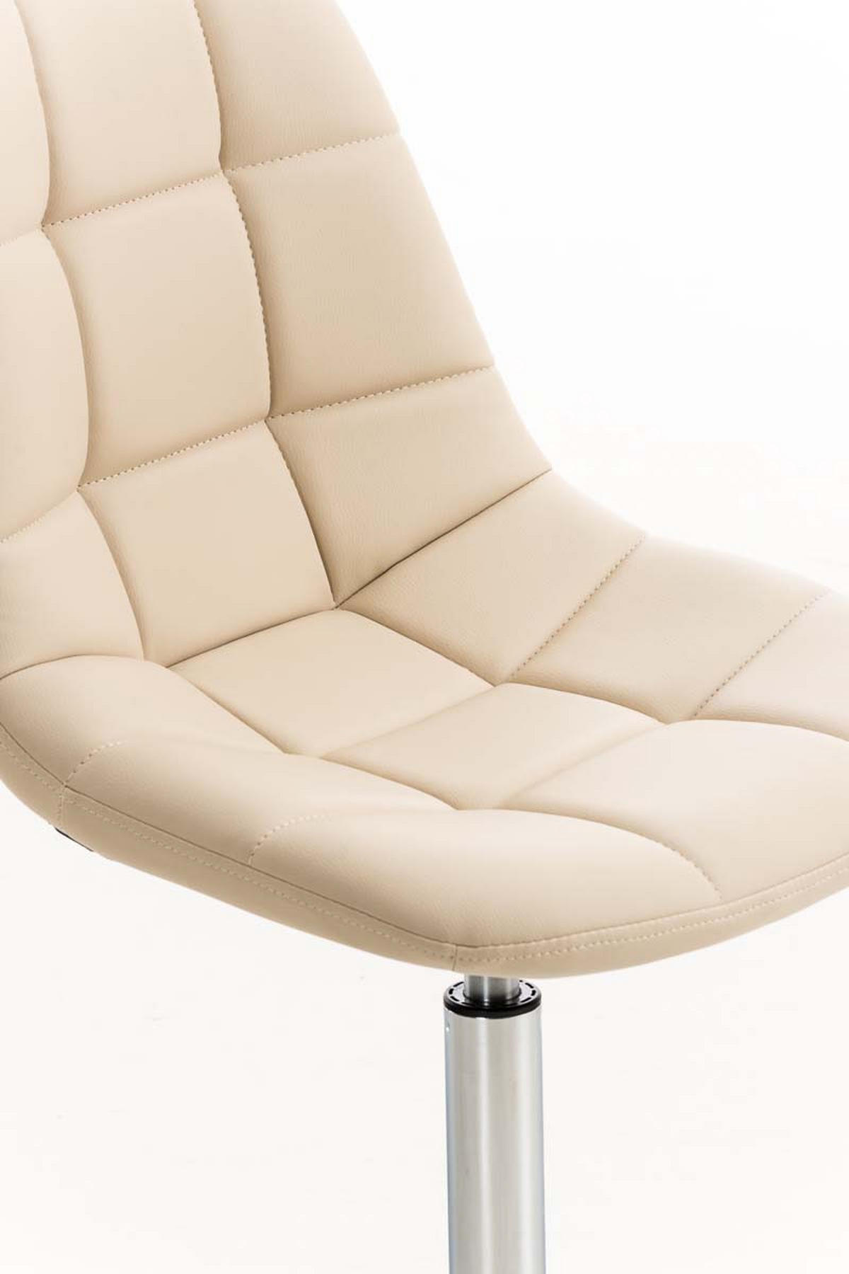 STUHL OSKAR Kunstleder 84x48x52 cm creme Kunstleder Metall in Chromoptik - Creme, Leder/Metall (48/84/52cm) - DELUKE