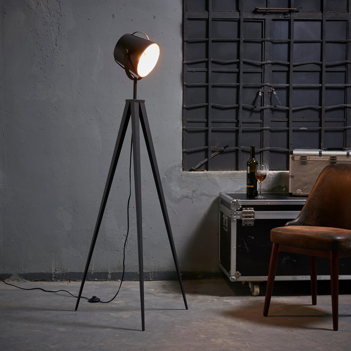 STEHLEUCHTE Schwarz - Schwarz, Metall (158/59.9/158cm) - Teamson Home