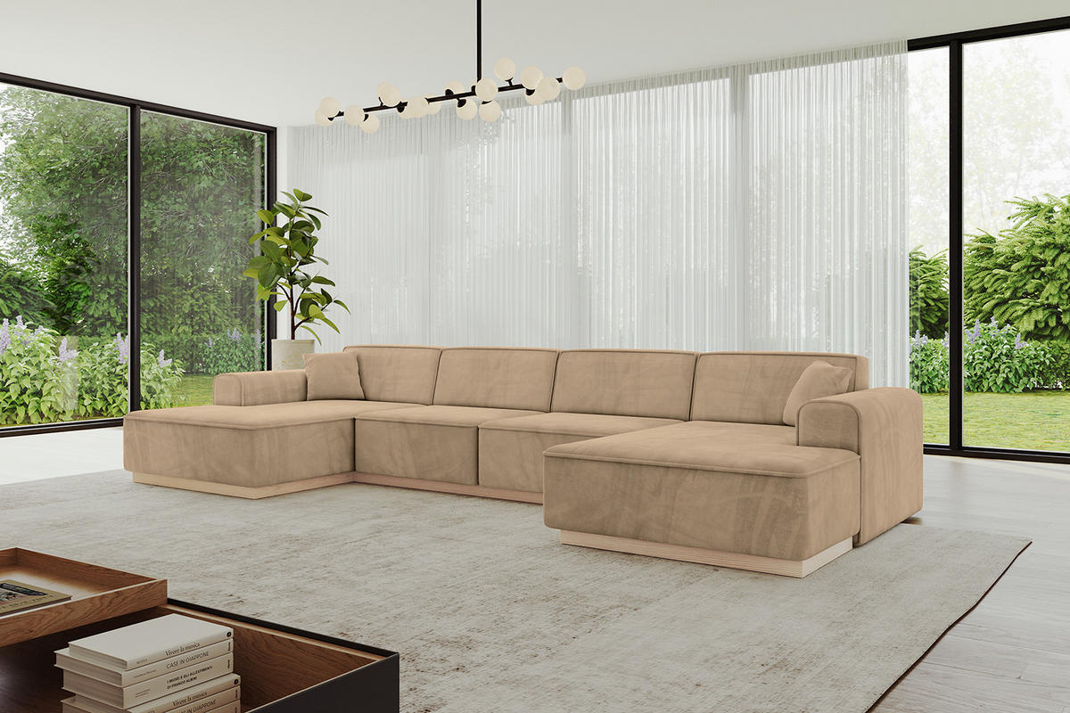 WOHNLANDSCHAFT IREA-U2 - 388x171x83 cm Beige - Beige, Holzwerkstoff/Textil (388/83/171cm) - ALTDECOR