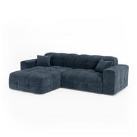 ECKSOFA (links) COCOON Geprägter Samt Mineralblau 230cm - Blau/Dunkelblau, Textil (230/155cm) - Premium Interiors