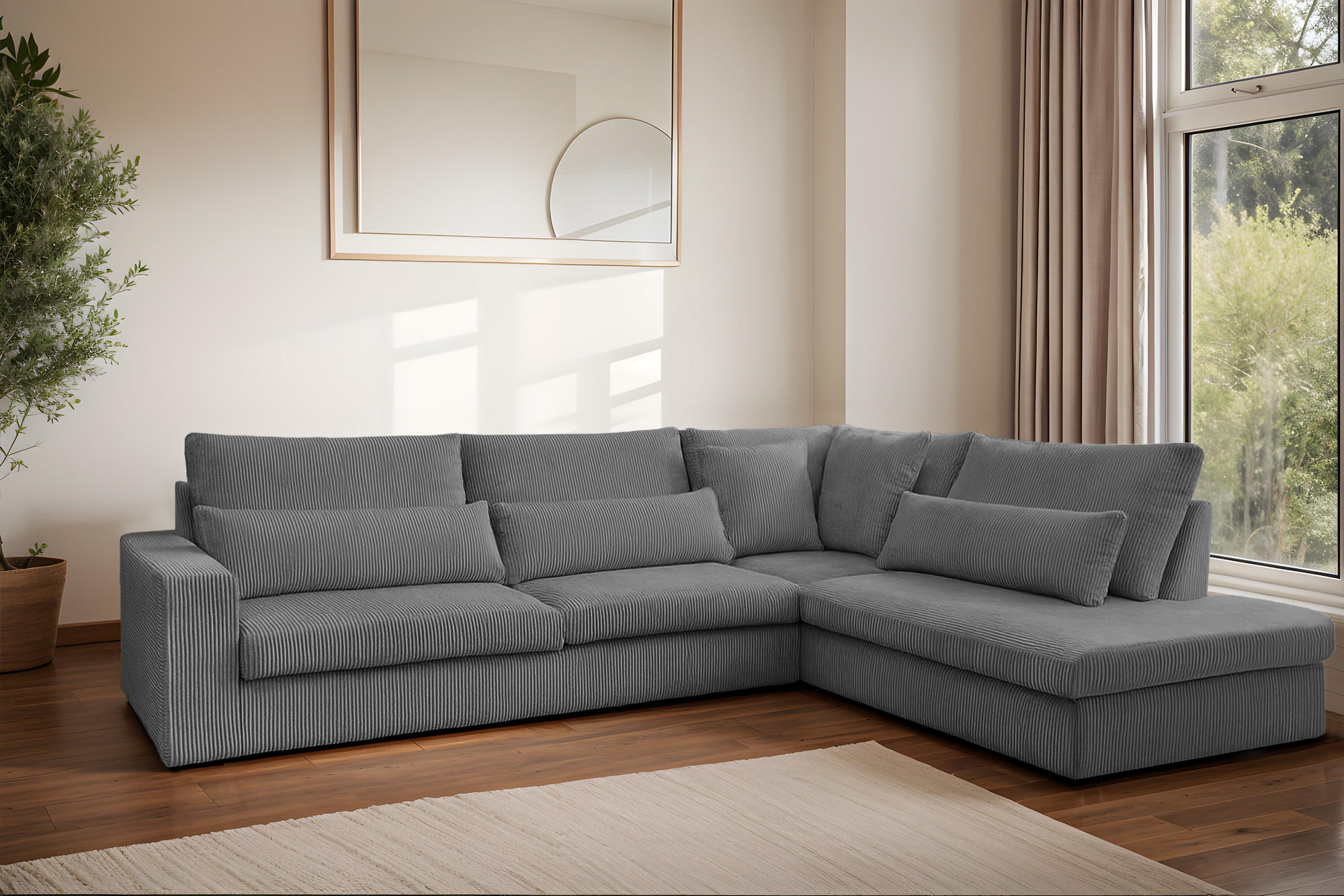 ECKSOFA L-Form SVEN Stoff Poso Taubengrau Rechts - Grau, Textil (315/245cm) - Kaiser Möbel