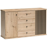 KOMMODE Caya mit zwei Türen und vier Schubladen - Eiche Artisan, Holzwerkstoff (142/85/41cm) - Beautysofa