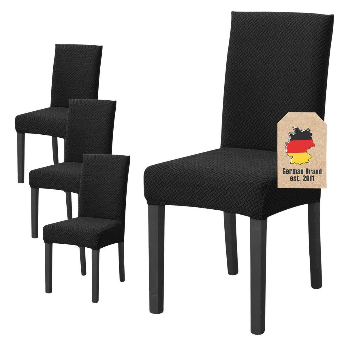 STUHLBEZUG (4-tlg. Set) - Schwarz, Kunststoff (1/38cm)