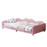 KINDERBETT 90/200 cm aus Teddystoff mit Rückenlehne und Armlehnen Rosa - Rosa, Textil (90/200cm) - Modenvie