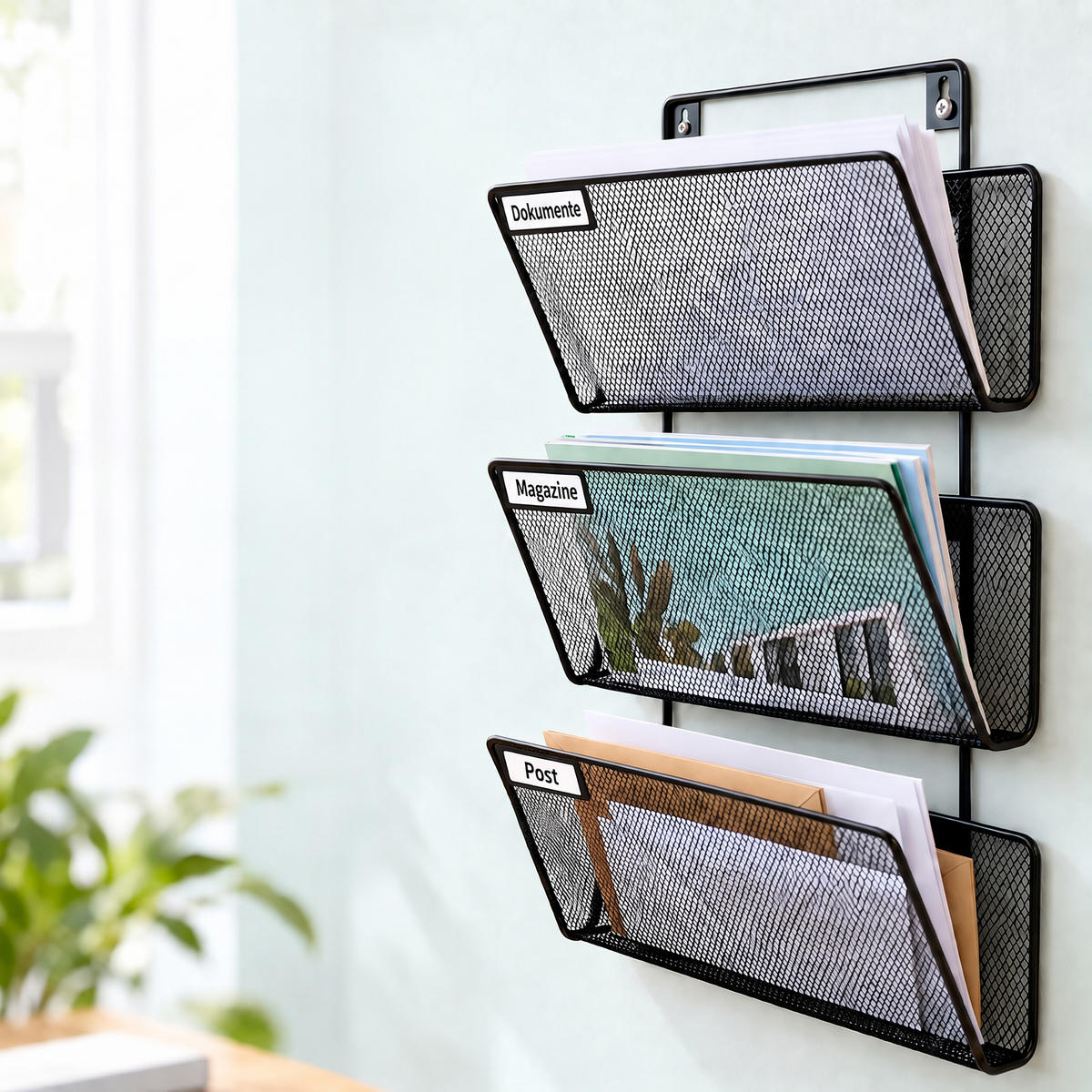 ZEITSCHRIFTENHALTER Schwarz Metall Wandmontage - Schwarz, Metall (32.5/41/12cm) - Relaxdays