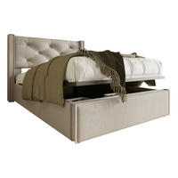 POLSTERBETT 90/200 cm mit hydraulischem Bettkasten, tief gestepptes Kopfteil, Hellgrau - Hellgrau, Textil (90/200cm) - Redom