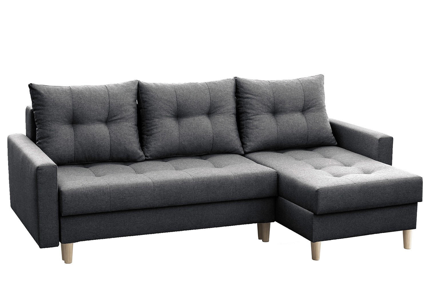 ECKSOFA Bodo Grau Malmo 95 - Grau, Naturmaterialien (233/146cm)