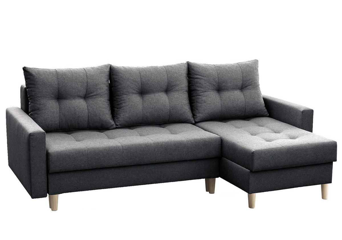 ECKSOFA Bodo Grau Malmo 95 - Grau, Naturmaterialien (233/146cm)