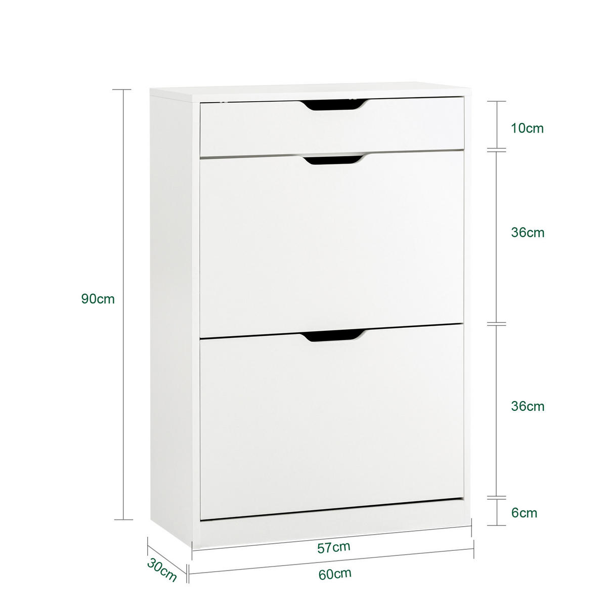 SCHUHSCHRANK Weiß - Weiß, Holzwerkstoff (60/90/30cm) - SoBuy