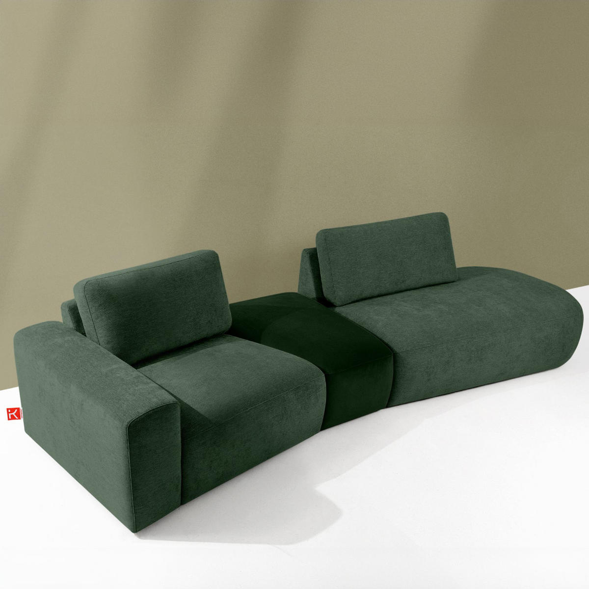 4-SITZER ECKSOFA ZUCCO Chenille rechts, Dunkelgrün - Dunkelgrün, Textil (350/84/105cm) - KONSIMO®